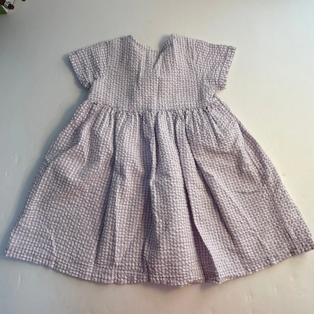 Vintage Y2K Old Navy Purple Gingham Button Seersucker Dress 24 m 2XL cottagecore